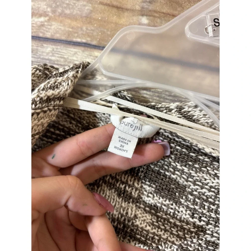 J.Jill Pure Jill Marled Knit Open Front Cardigan Sweater 3X Plus Shale Cream‎